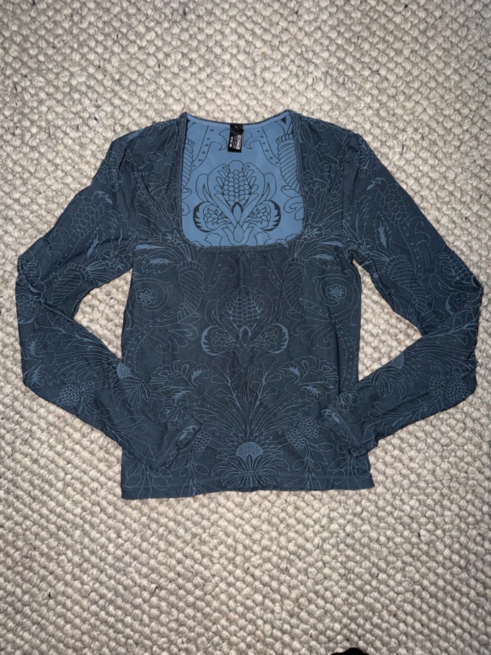 Wolford Velvet Mix Blue Long Sleeve - Picture 4 of 11